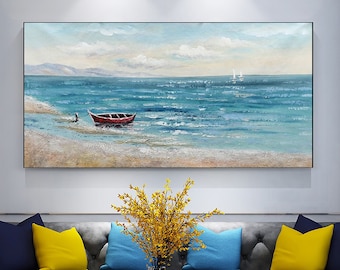 original oil  painting paintings on canvas Sunlight Seascape painting  Nature oil painting Living room painting wall art gifts