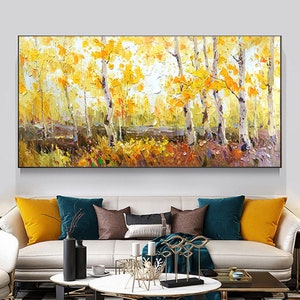 Large original oil painting poplar forest natural painting oil painting living room oil painting large art oil Christmas giftpainting git