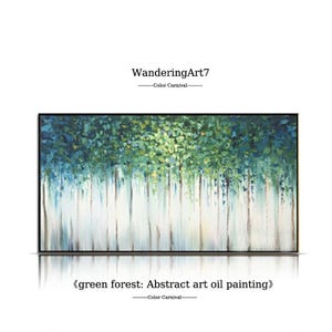Large original oil painting abstract art natural home decoration green woods oil painting thick texture knife painting living room painting