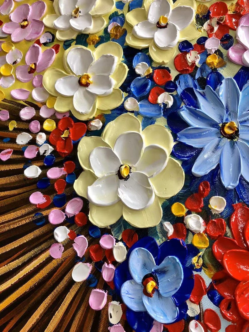 3D Oil Painting On Canvas : Hand-Painted 3D Modern Flower Oil Painting ...