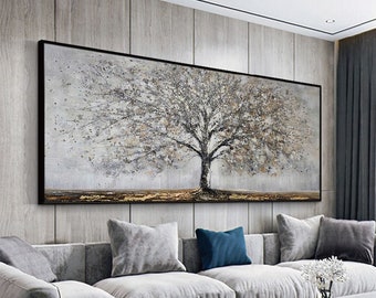Banyan Tree Oil Painting on Canvas: Nature Home Decor, Wall Art