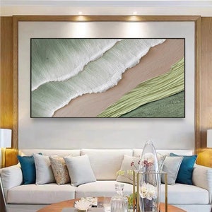 Wabi-sabi style original three-dimensional sandstone handmade oil painting modern living room decoration painting
