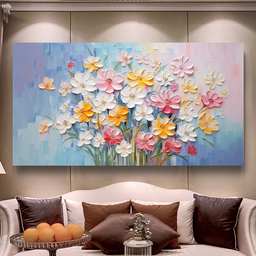 Original Custom Color Canvas Paintings, Abstract Floral Paintings