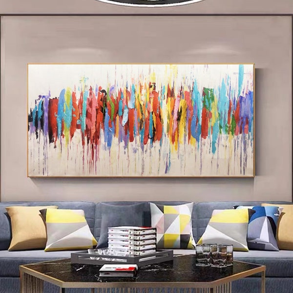 Original abstract oil painting colorful hanging picture bedroom hanging picture nature home decoration art handmade gift