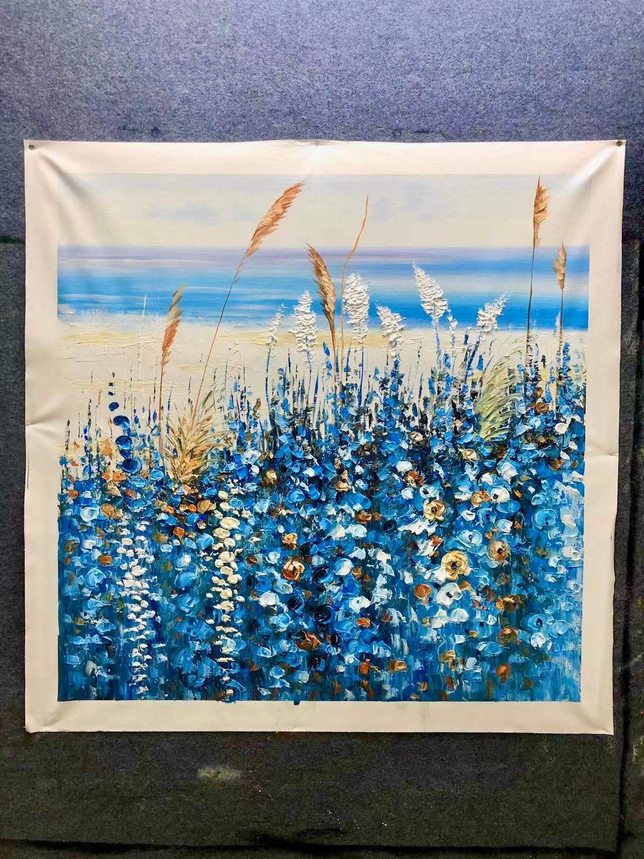 Große Abstrakte Kunst, Blaues Schachtelhalmgras, Öl
