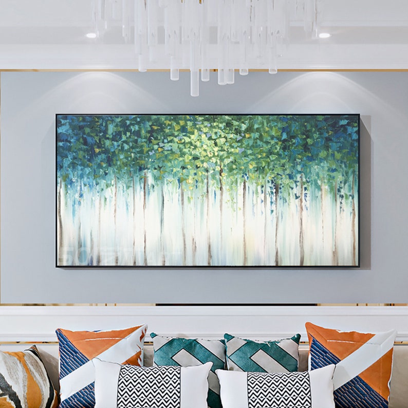 Large original oil painting abstract art natural home decoration green woods oil painting thick texture knife painting living room painting image 9