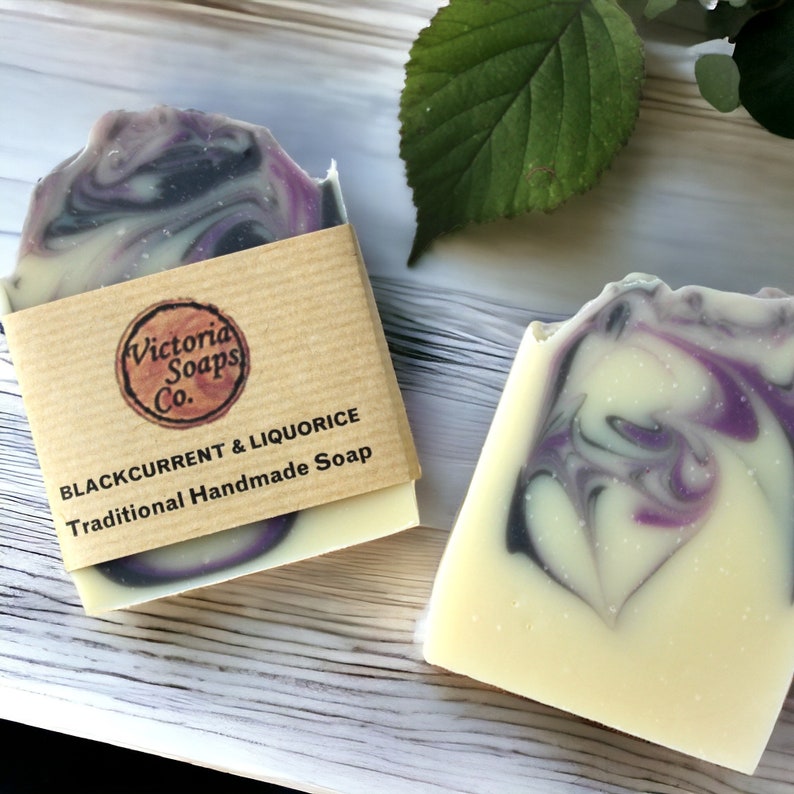 Handmade Organic Soap Bar, Natural Vegan cold process hand & body soaps, plastic free hand washing, sensitive skin soap, uk. Blackcurrt&Liquorice