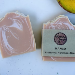 Handmade Organic Soap Bar, Natural Vegan cold process hand & body soaps, plastic free hand washing, sensitive skin soap, uk. Mango