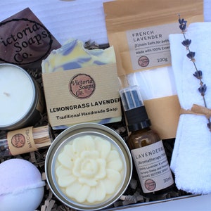 LAVENDER Calming De-Stress Natural Spa Gift Set to help with sleep & relaxation | stress relief | anxiety relief | Gift Box | Easter