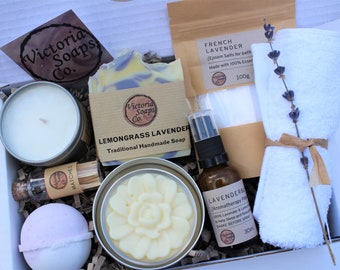 LAVENDER Calming De-Stress Natural Spa Gift Set to help with sleep & relaxation | stress relief | anxiety relief | Gift Box | Easter