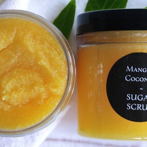 MANGO & COCONUT Sugar Scrub 250g | NATURAL Emulsified Body Scrub | Organic Virgin Coconut Oil | Grapeseed Oil