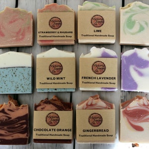 Handmade Organic Soap Bar, Natural Vegan cold process hand & body soaps, plastic free hand washing, sensitive skin soap, uk. image 1