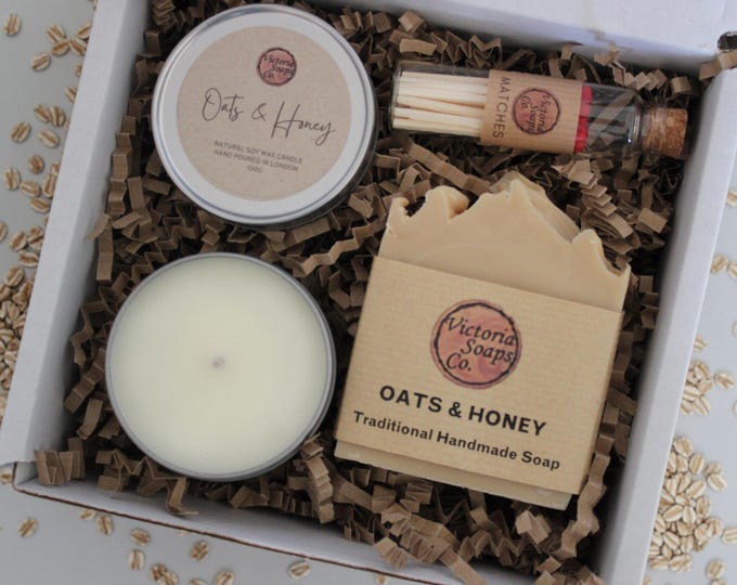 Handmade Soap & Soy Candle Gift Set / Birthday / Vegan Spring Wellbeing Gift - Personalisation available