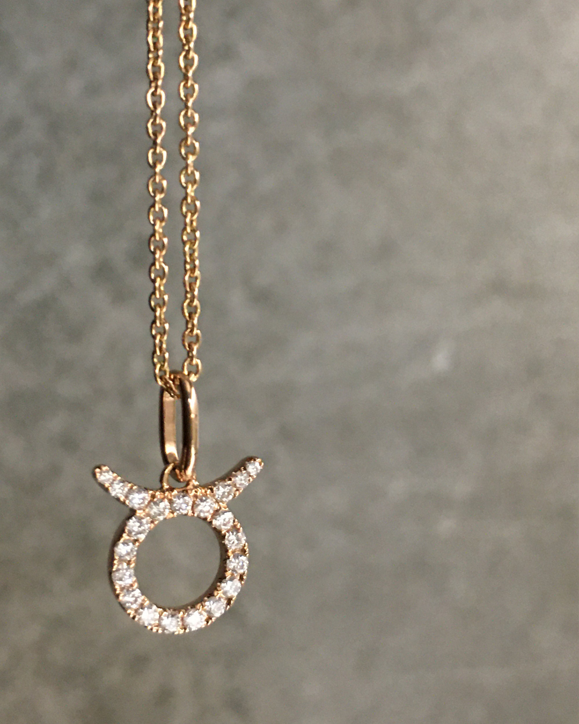 Taurus Diamond Zodiac Pendant Necklace 
