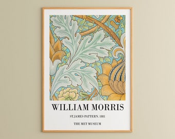 William Morris Poster | William Morris Art Print , Leaf Wall Art, Art Nouveau Print, Living Room Decor, Floral Wall Art, Home Art, St.James