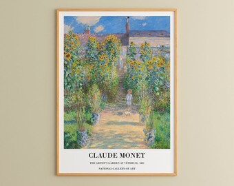 Claude Monet Poster | Garden at Vétheuil, Monet Art Print, Art Nouveau, Monet Exhibition Art, Farmhouse Decor, Living Room Decor,