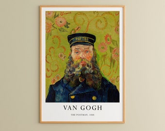 Van Gogh Art Print | The Postman Van Gogh Poster, Museum Exhibition Poster, Van Gogh Paintings, Museum Wall Art, Modern Home Art