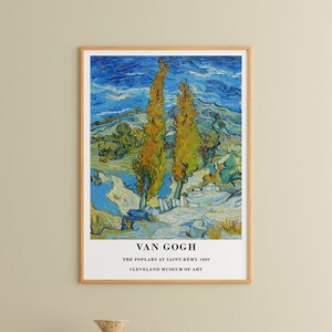 Van Gogh Art Print | The Poplars at Saint-Rémy Poster, Van Gogh Landscape, Botanical Trees Lake poster, Van Gogh Painting, Wall Decor