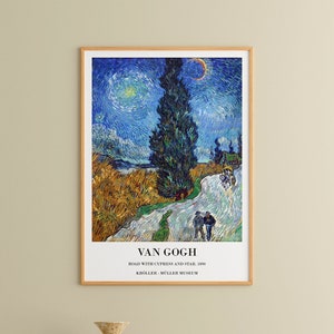 Vintage Van Gogh Road with Cypresses Art Print Vintage Van Gogh Road with Cypresses Art Print