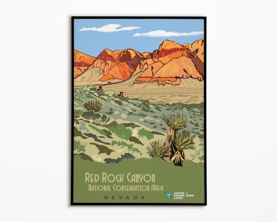 Nevada Red Rock Canyon National Conservation Area Print Premium Matte vertical posters retro travel art