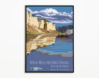 Montana Upper Missouri River Breaks National Monument Print Premium Matte vertical posters retro travel art