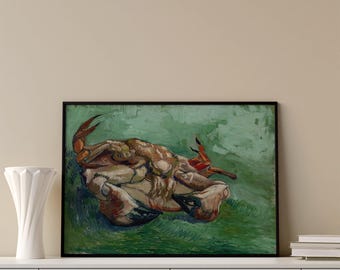 Van Gogh Poster | Crab Vintage Art, Wall Decor Print, Horizontal Picture, Home Office Decoration, Gift for Art Lover, Retro Style