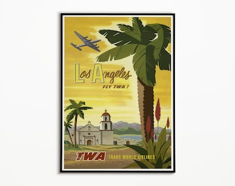 Los Angeles Travel Poster | Advertisement Poster, United States Poster, Retro Print, Travel Wall Art, Vintage Home Decor, Travel Gift