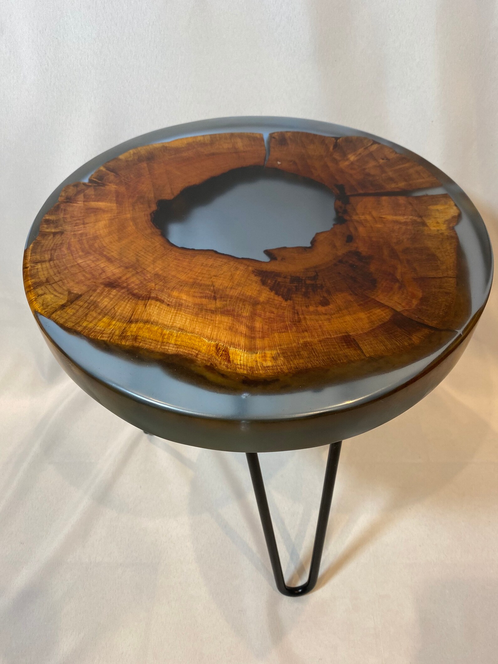 Blue Resin Coffee Table With Live Edge Wood Etsy UK