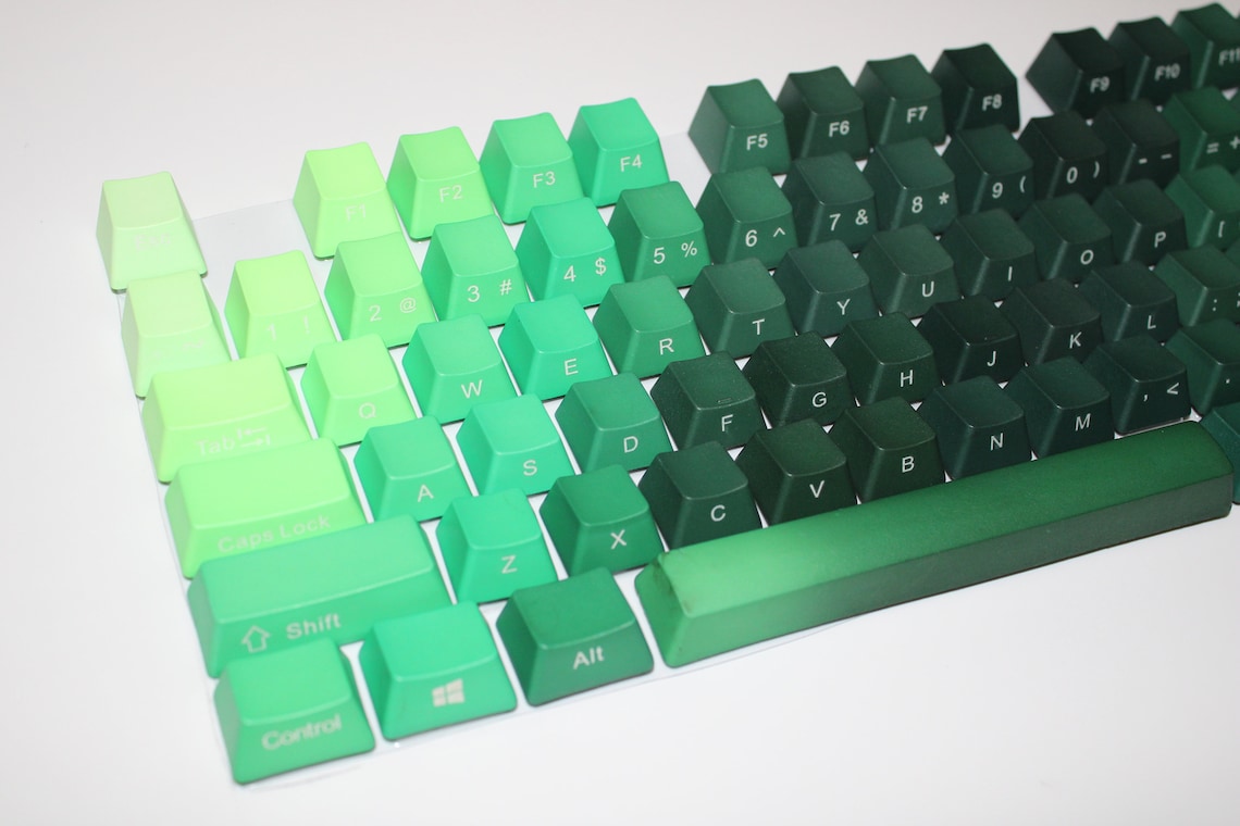 104 PBT Custom Key Caps Shaded Green Etsy