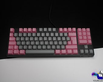 ISO&ANSi Light Pink Keycaps Create your Own 2 Colour Keycap Set Double Shot PBT Keycaps DIY Keycap set Oem Profile Backlit Shine full set