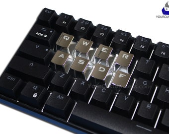 Silverfärgat 12-delat tangentset, Cherry MX, QWER ASDF-tangent, personliga tangentknappar
