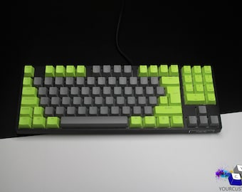 ISO&ANSi Green Keycaps Create your Own 2 Colour Keycap Set Double Shot PBT Keycaps DIY Keycap set Oem Profile Backlit Shine full set keys