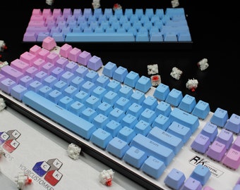 Purple Faded Premium Keycap Set ANSI Keycap Set PBT Double Shot Premium Keycap Complete Sets-OEM Profile-104 Key Caps- Dye Keycaps
