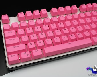 Pink ANSI Keycap Set PBT Double Shot Premium Keycap Complete Sets-OEM Profile-104 Key Caps-1 Colour Options-2 Colour Option