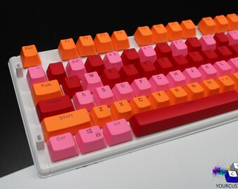 Candy Pink Mix Keycaps ANSI Keycap Set PBT Double Shot Premium Keycap Complete Sets-OEM Profile-104 Key Caps 1 of 1