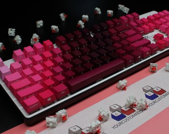 Pink Shaded Keycap Set ANSI Keycap Set PBT Double Shot Premium Keycap Complete Sets-OEM Profile-104 Key Caps- Premium keycaps