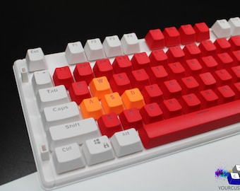 Red White & Orange Mix Keycaps ANSI Keycap Set PBT Double Shot Premium Keycap Complete Sets-OEM Profile-104 Key Caps 1 of 1