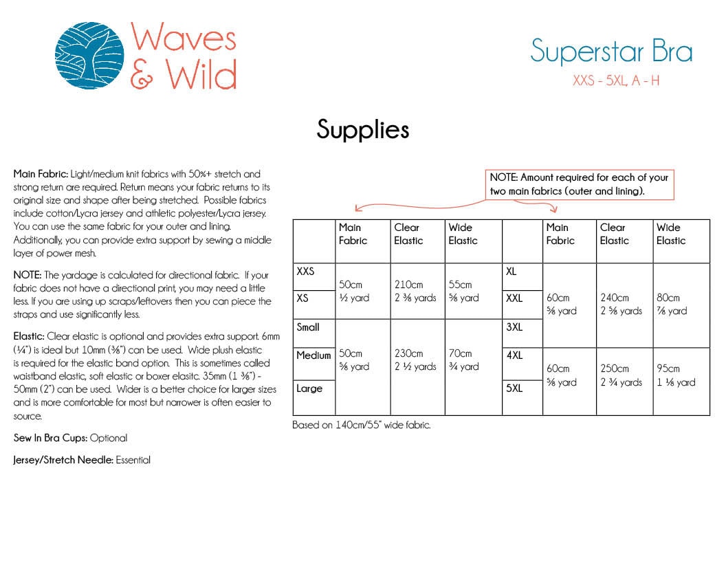 W&W Superstar Bra Digital Downloadable PDF Sewing Pattern XXS 5XL, A H Cup  -  Canada