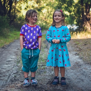 W&W Emi T-Shirt and Dress Downloadable PDF Sewing Pattern (Prem./Small NB - Age 12)