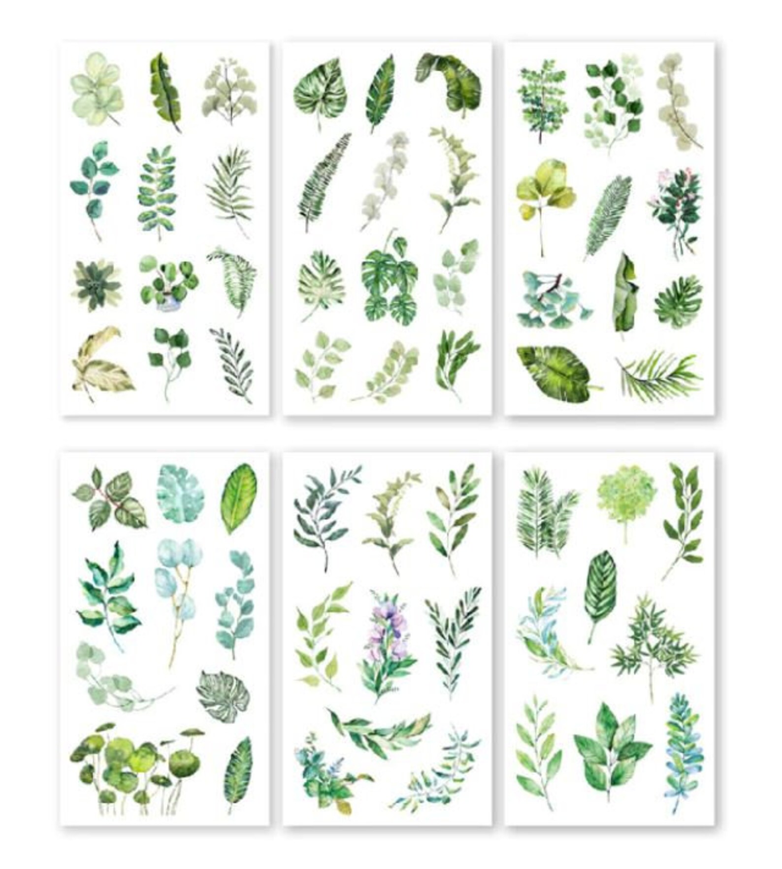 Leaf Stickers Set of 6 Sheets Green Leaves Stickers | Etsy