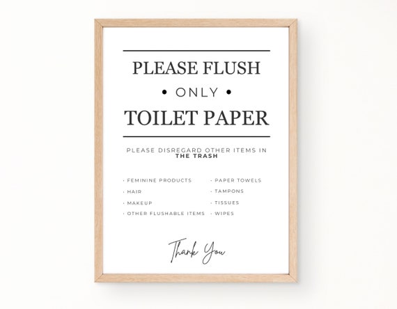Septic System Sign, Sensitive Plumbing Sign, Do Not Flush Bathroom Printable, Airbnb Host Printable, VRBO Host Sign, Instant Download, PDF