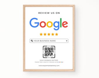 Plantilla editable de código QR para reseñas de Google (Canva)