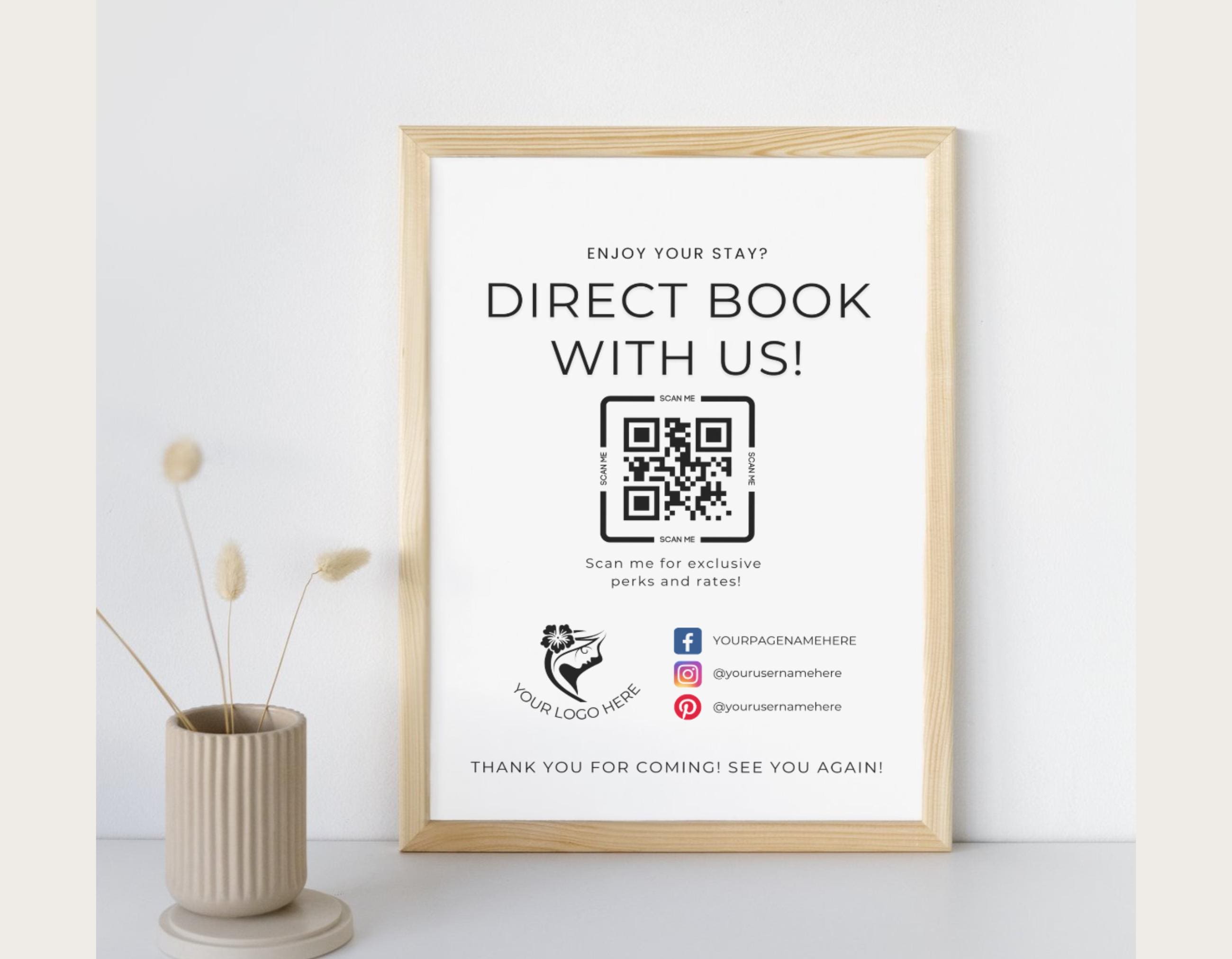 Direct Booking Sign Airbnb Book Direct With Us Sign Direct Booking Sign Book Direct With Us ...
