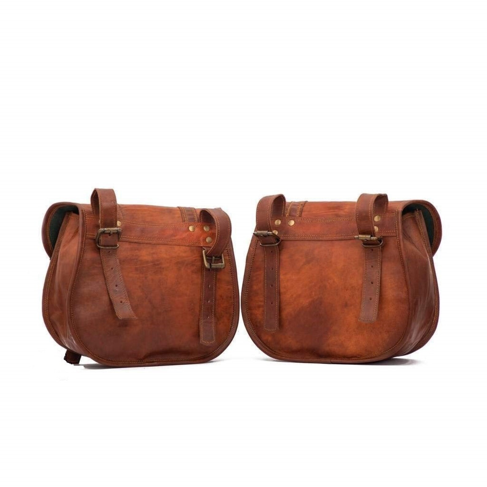 2X Motorcycle Side Pouch Brown Leather Side Pouch Saddlebags Etsy