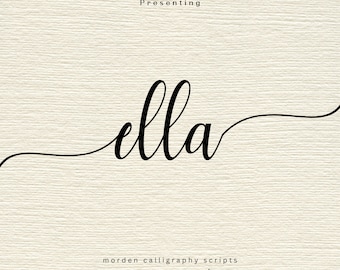 Feminine Calligraphy Long line tail Font, font with tails, font for cricut, Feminine Handwritten font, commercial use allowed: Ella Script