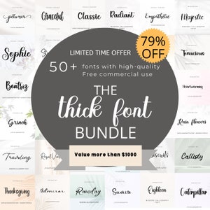 Más de 50 fuentes gruesas escritas a mano, fuentes rústicas, paquete de fuentes, fuentes Cricut, fuentes de caligrafía, fuentes Canva, fuentes para corte láser en madera, punto de conexión