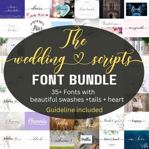 35+ Wedding script Font bundle, Handwritten Font with tails, Cricut Font, love Font, Font with long tails,Font with swashes