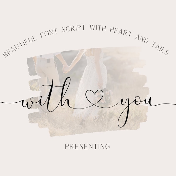 50%OFF connecting heart calligraphy font scripts with long tails, Handwritten Font For Cricut,Canva font, Wedding Fonts,Font with heart