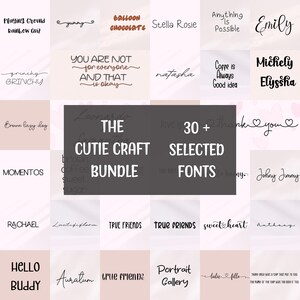30+ Cute Crafty Fonts for designs, Canva, Procreate, illustrator font, Cricut font, laser design, monoline handwriting font