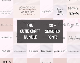 30+ Cute Crafty Fonts for Canva, Procreate, illustrator font, Cricut font, Laser fonts, Monoline Handwriting font, Wedding Laser Font Bundle